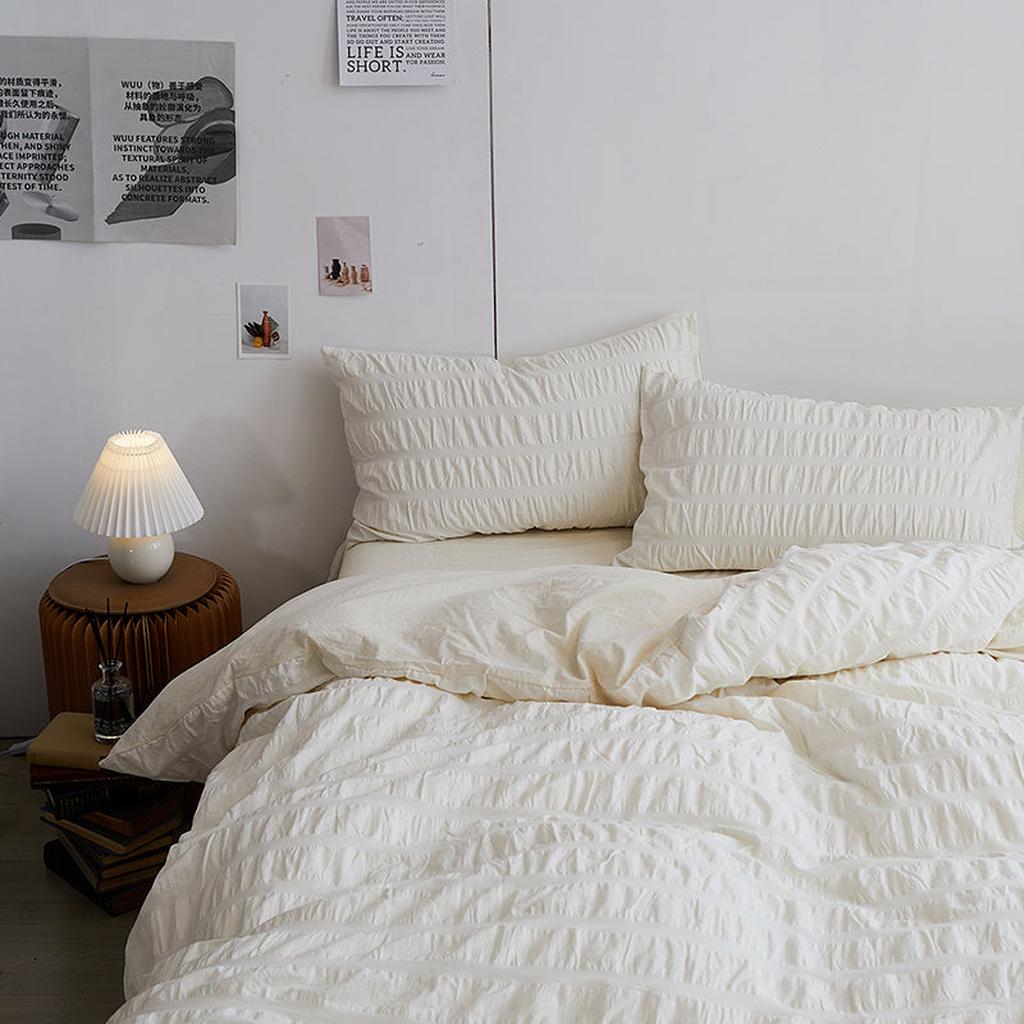 Organic Cream Seersucker Duvet Cover