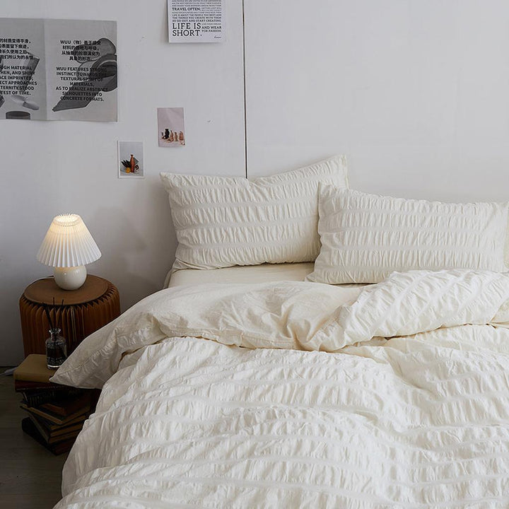 Organic Cream Seersucker Duvet Cover