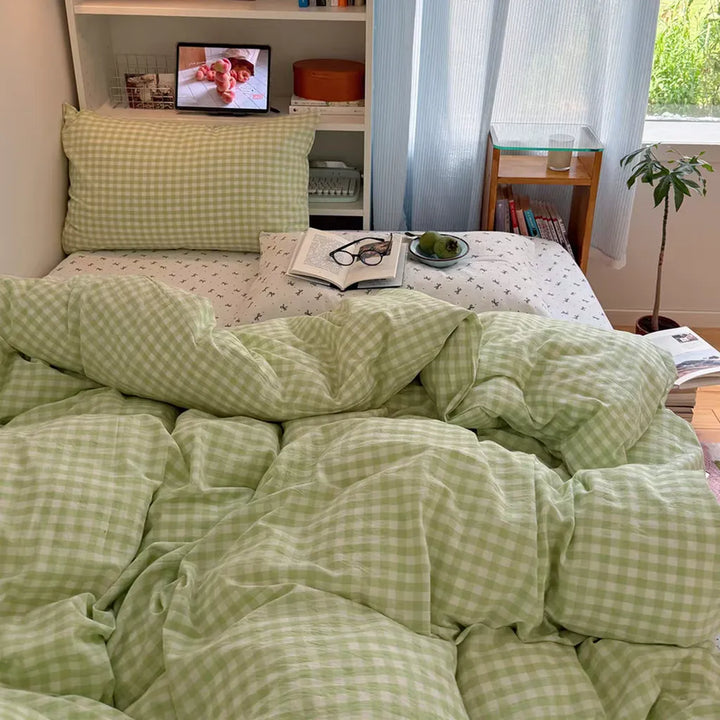 Pastoral Green Gingham Duvet Cover