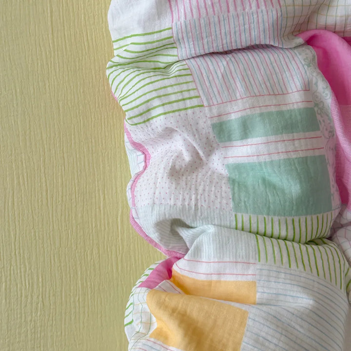 Playful Patchwork Style Stripes & Gingham Bedding Set