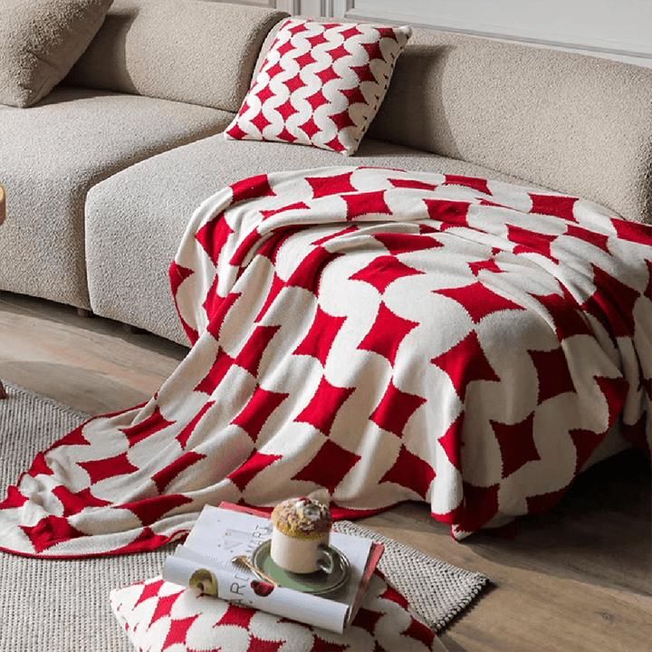 Poker Diamond Knitted Throw Blanket