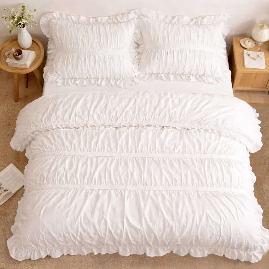 Princess Ruched Duvet Cover with Ruffle