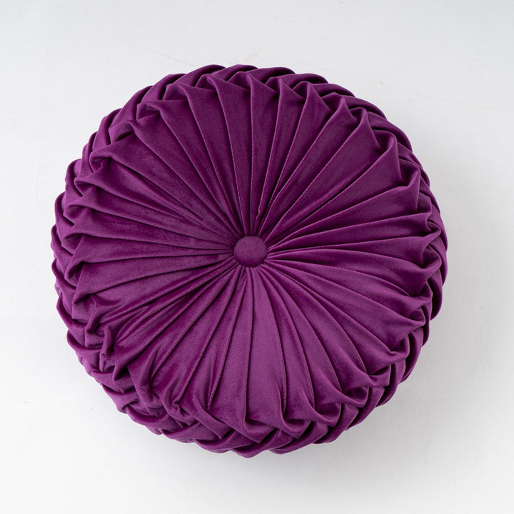 Colorful Round Pleated Velvet Cushion