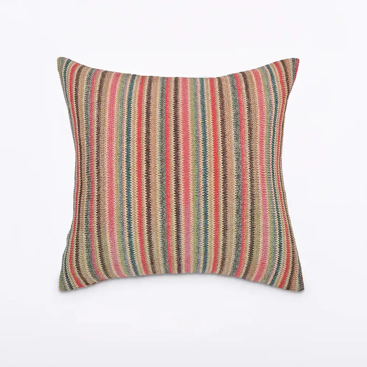 Rainbow Striped Raffia Throw Pillow