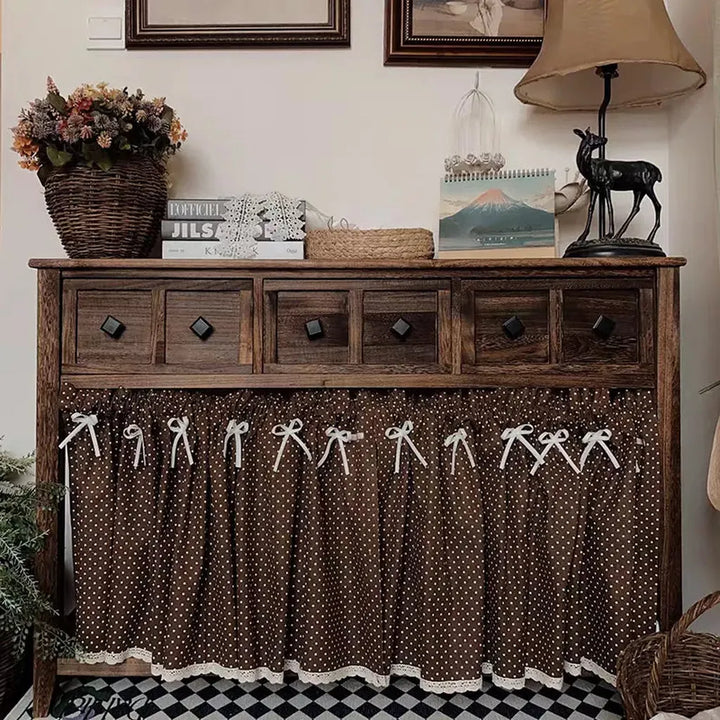 Retro Polka Dot Coffee Curtain