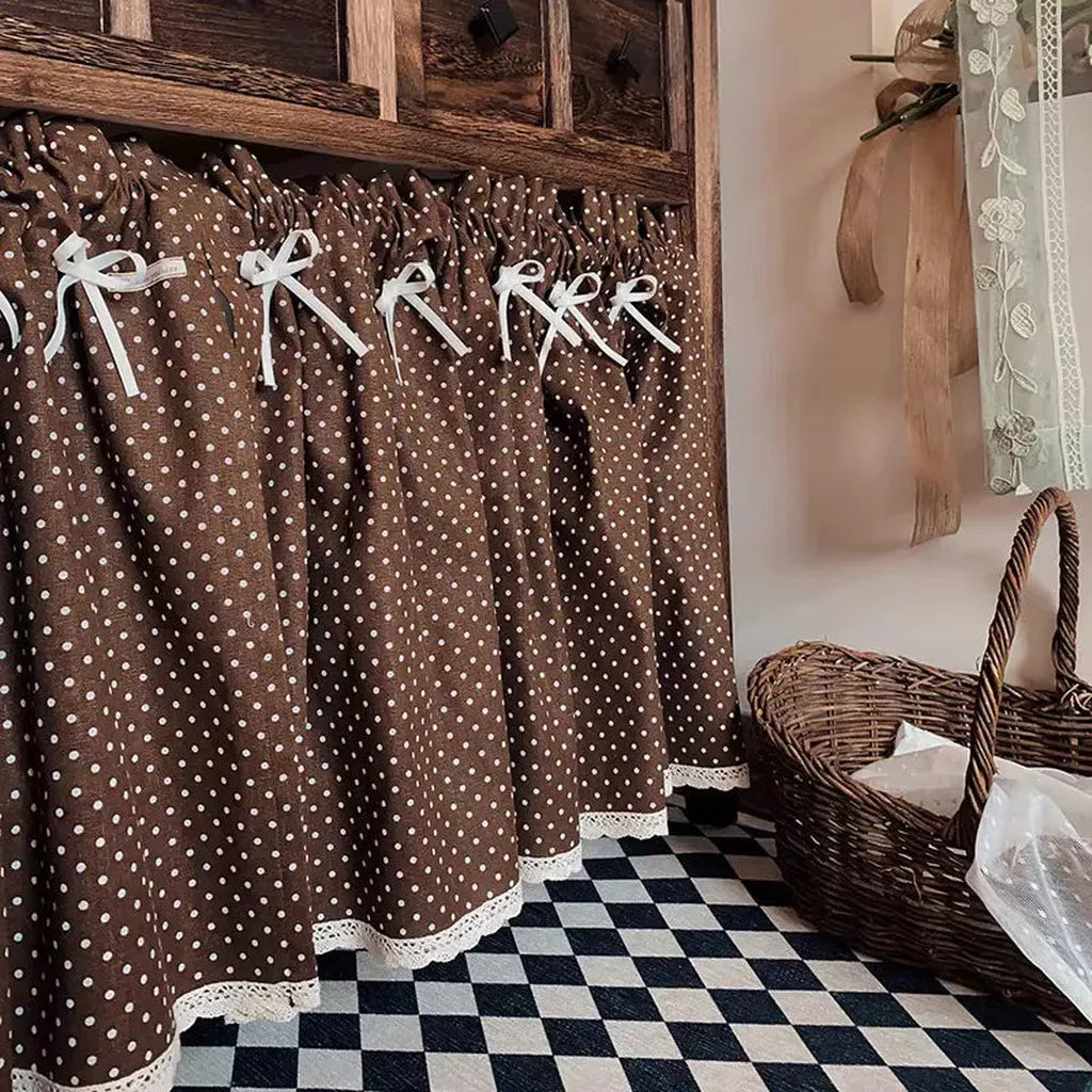 Retro Polka Dot Coffee Curtain