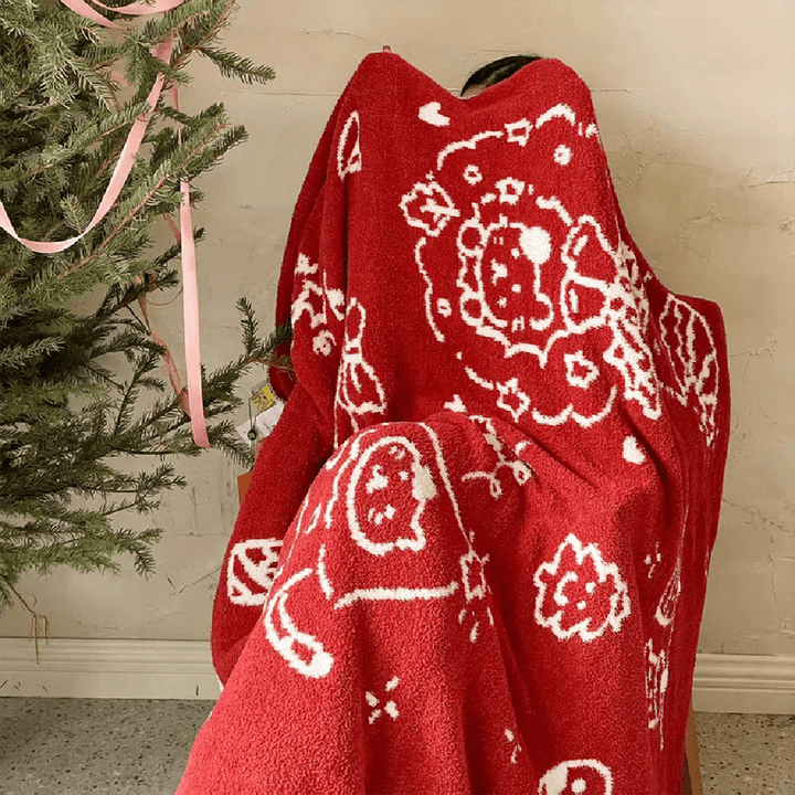 Reversible Christmas Feather Yarn Blanket