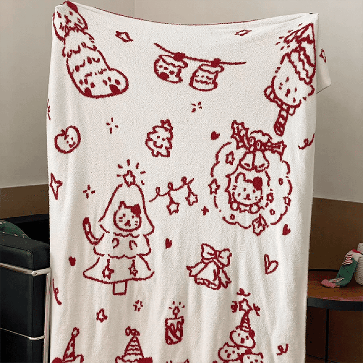 Reversible Christmas Feather Yarn Blanket