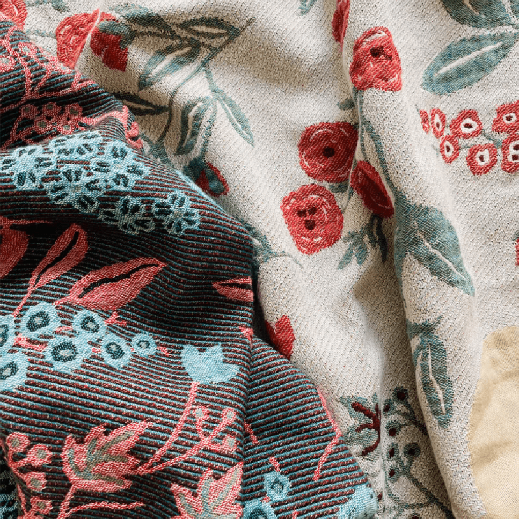 Rustic Scene Floral Knitted Blanket