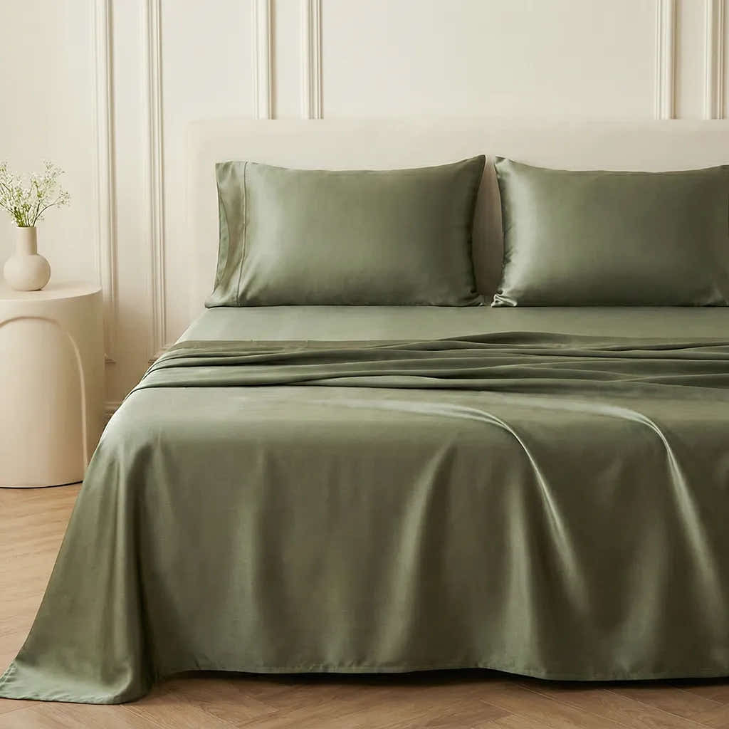 Sage Green 22 Momme Silk Flat Sheet