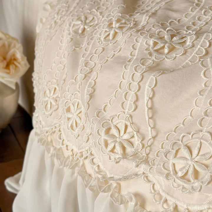 Shabby Chic Floral Cutwork Lace Bedding Set