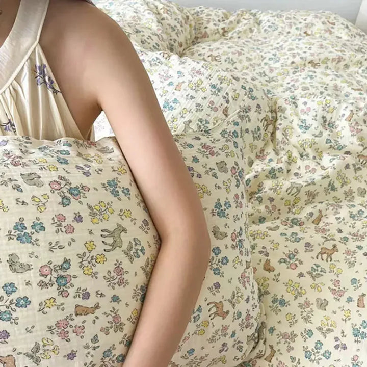 Spring Meadow Muslin Duvet Cover Set