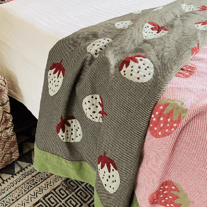 Sweet Strawberry Knitted Blanket