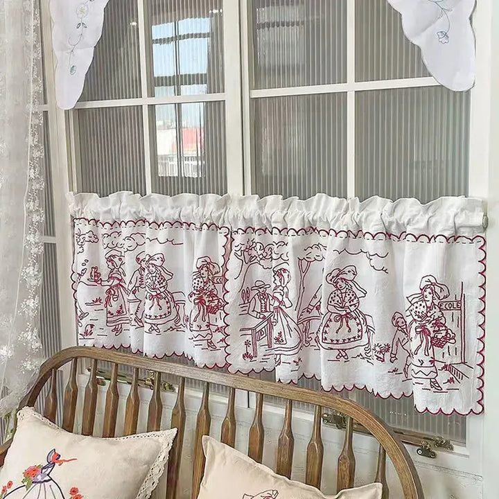 Vintage Embroidery Coffee Curtain
