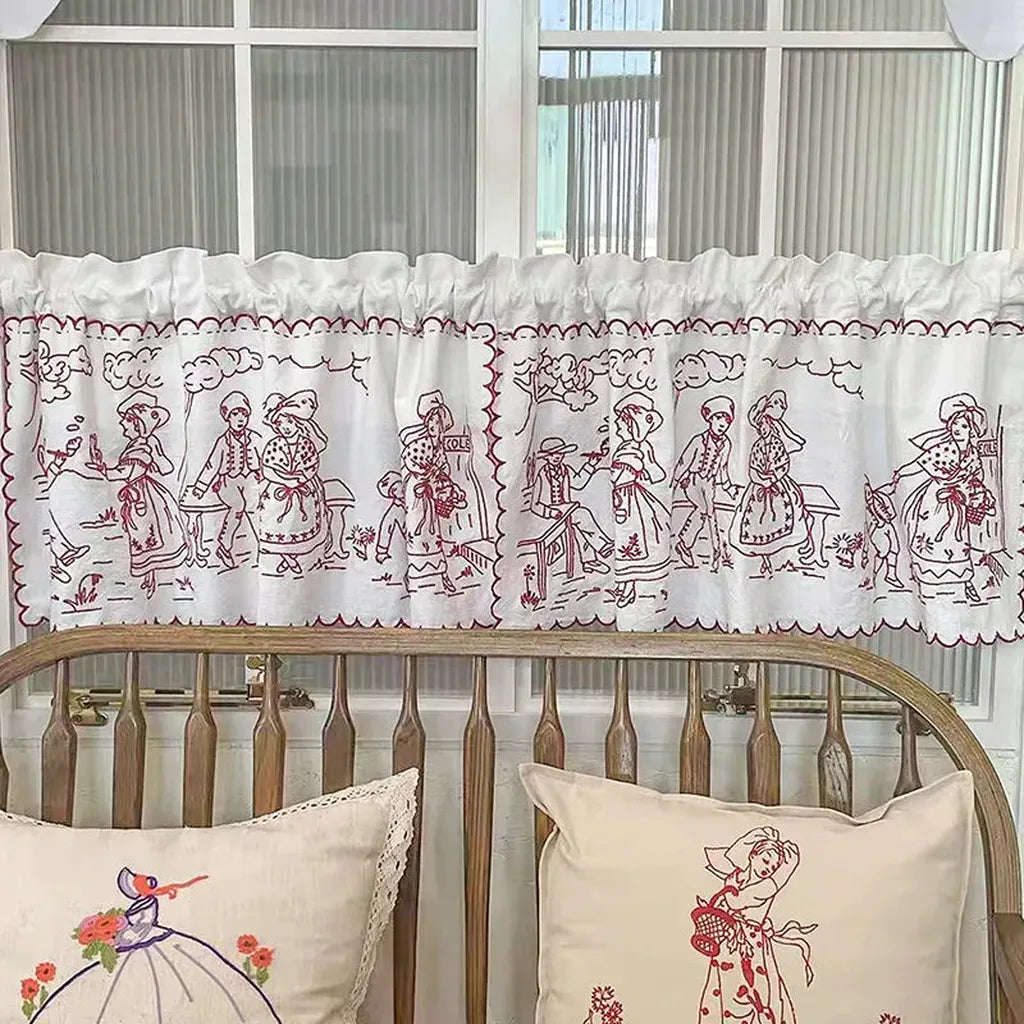 Vintage Embroidery Coffee Curtain