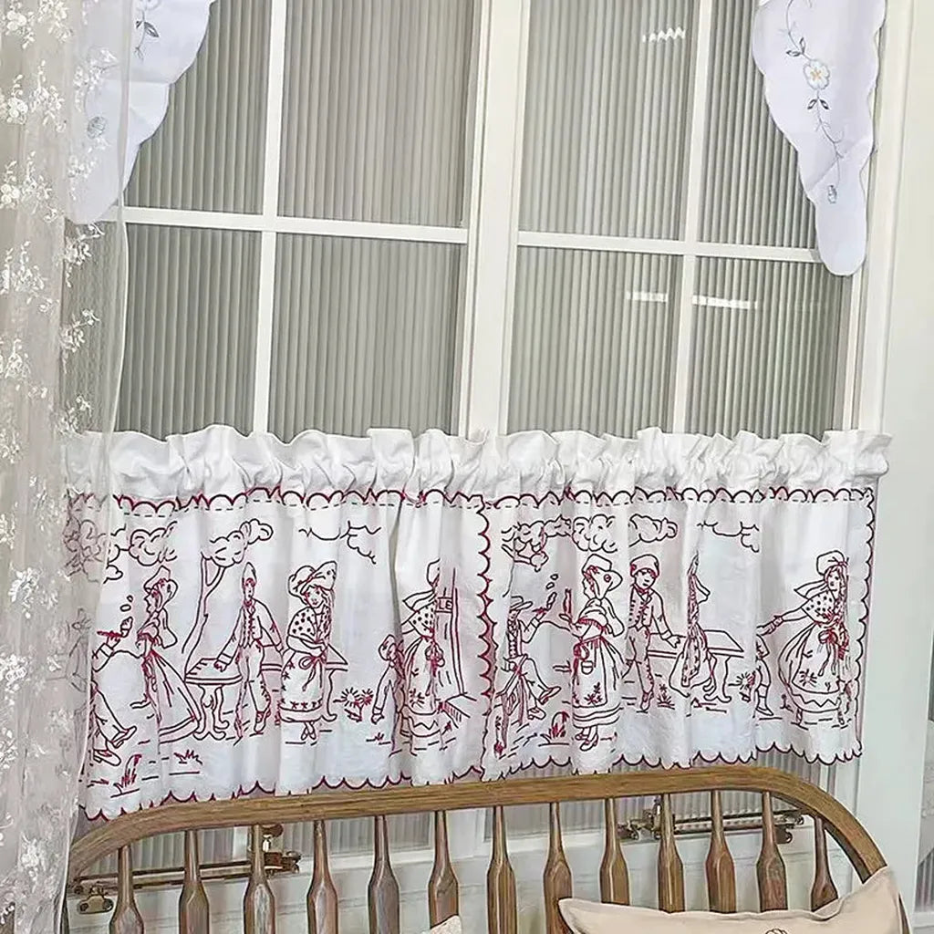 Vintage Embroidery Coffee Curtain