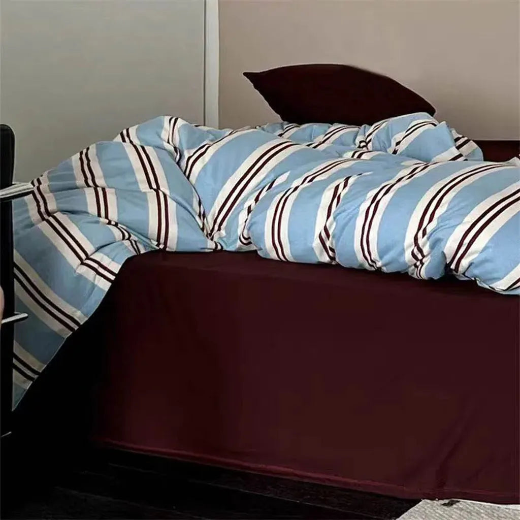 Vintage Navy Striped Bedding Set