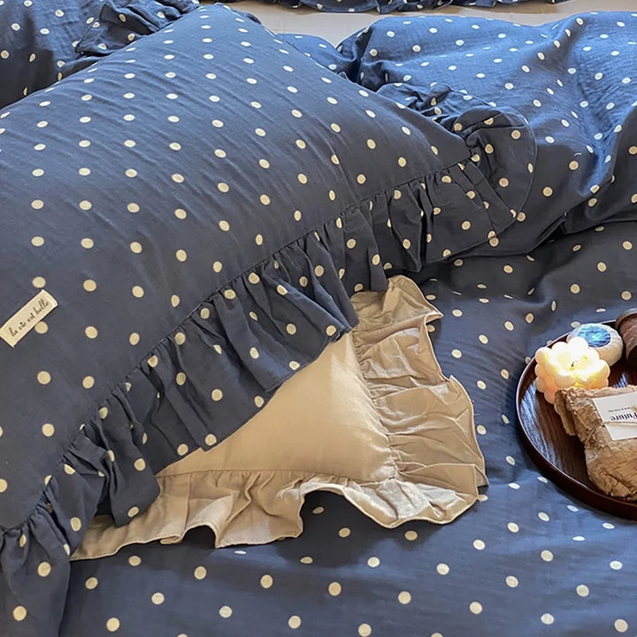 Vintage Blue Polka Dot Bedding Set