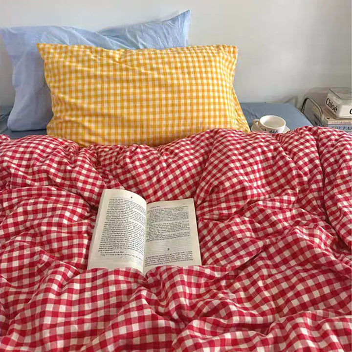 Vintage Red Gingham Duvet Cover