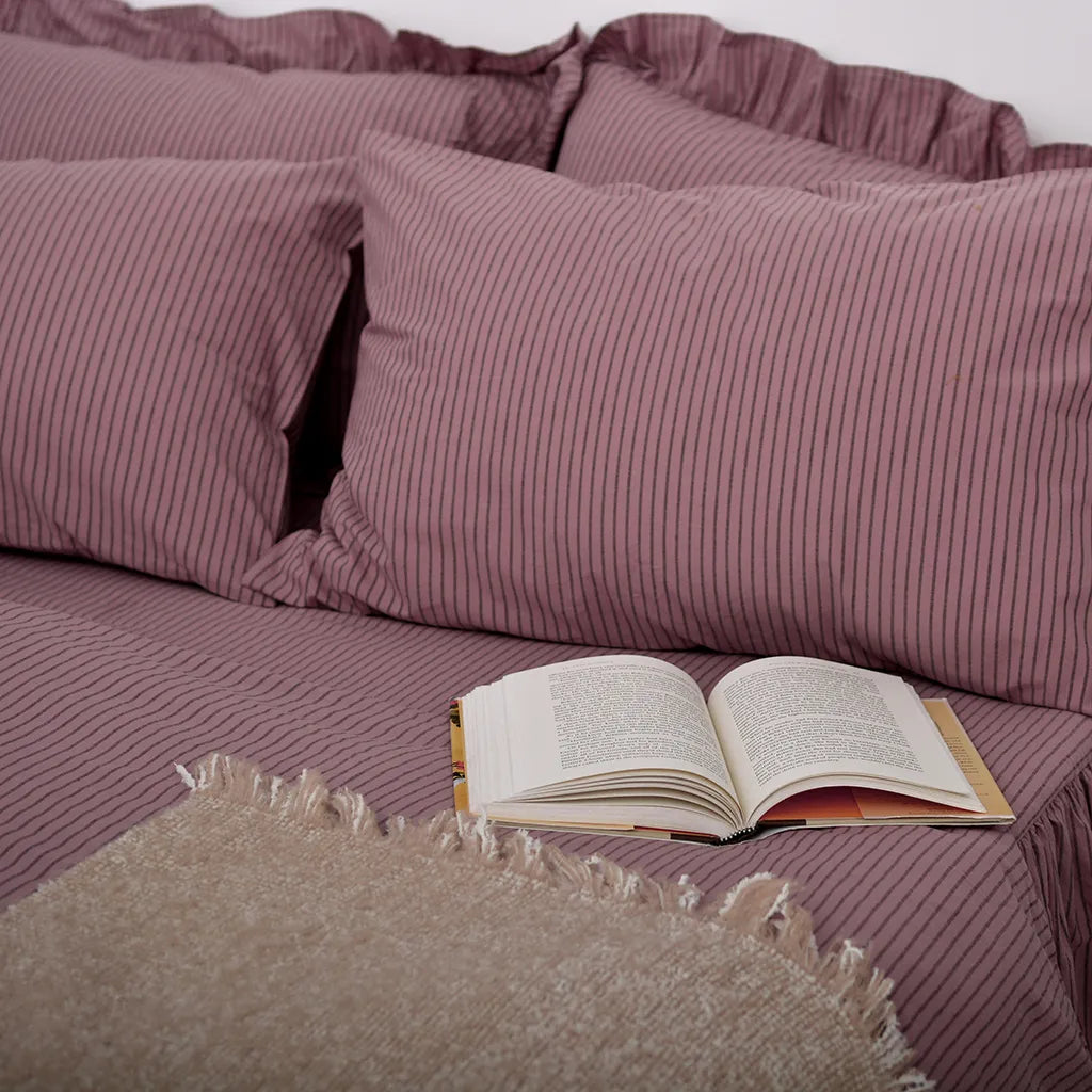 Vintage Purple Striped Duvet Cover Set