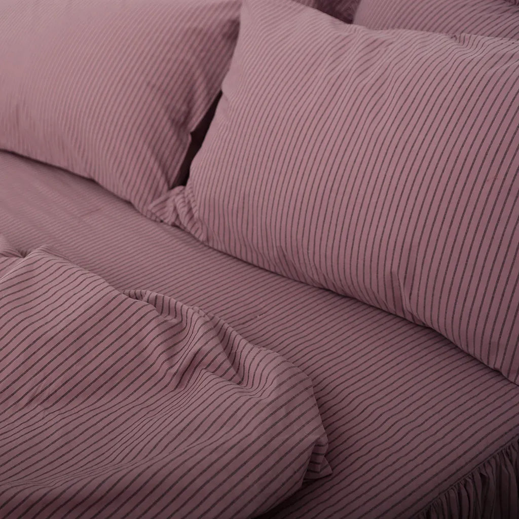 Vintage Purple Striped Duvet Cover Set
