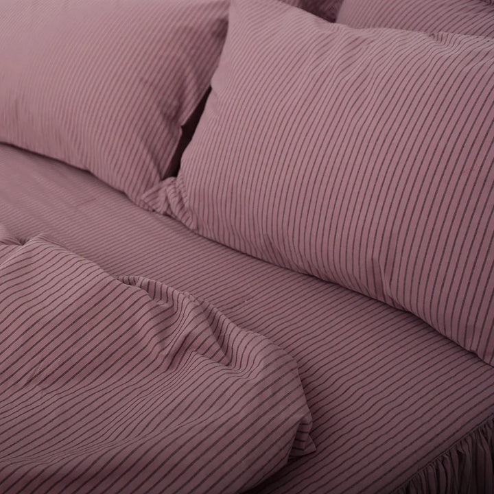 Vintage Purple Striped Duvet Cover Set