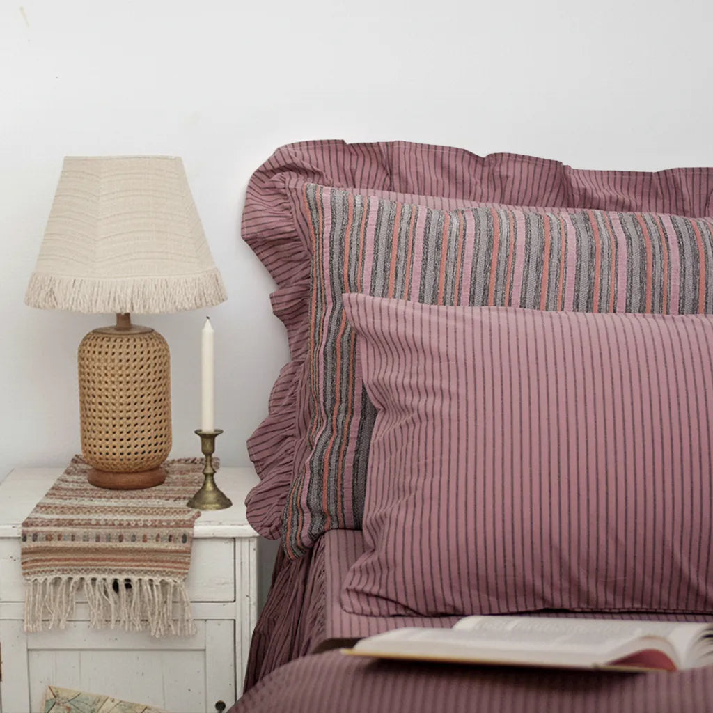 Vintage Purple Striped Duvet Cover Set