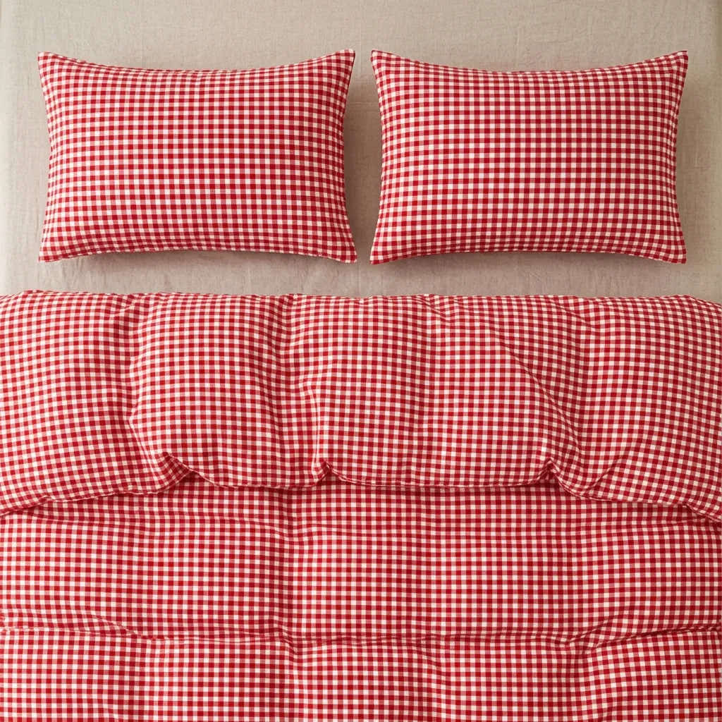 Vintage Red Gingham Duvet Cover