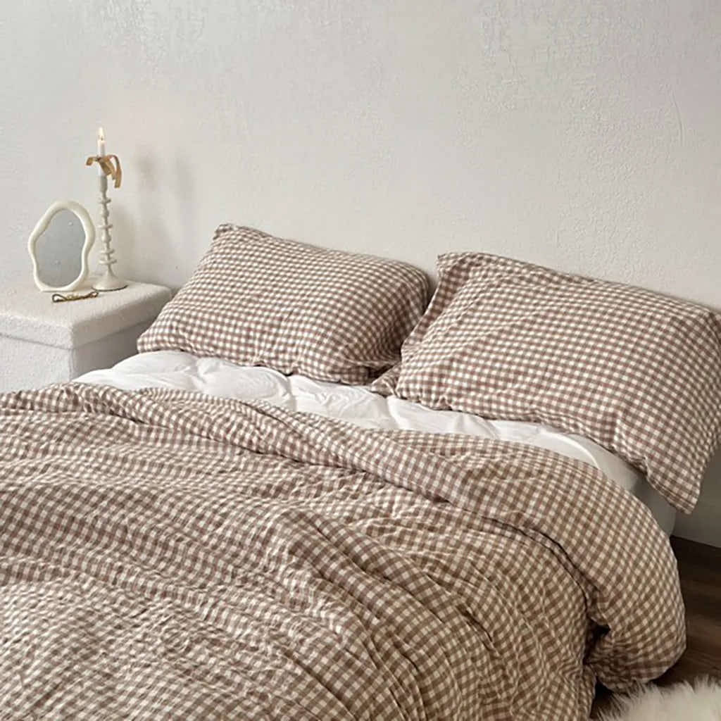 Cotton Small Gingham Duvet Cover - Blue