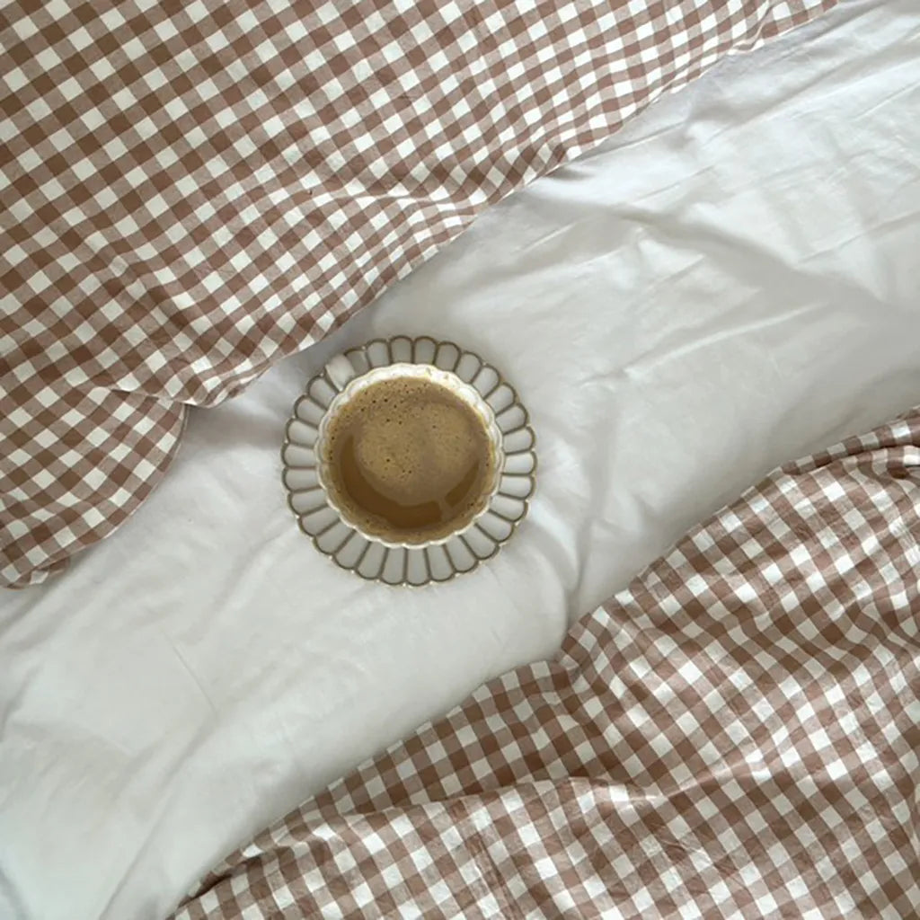 Cotton Small Gingham Duvet Cover - Blue