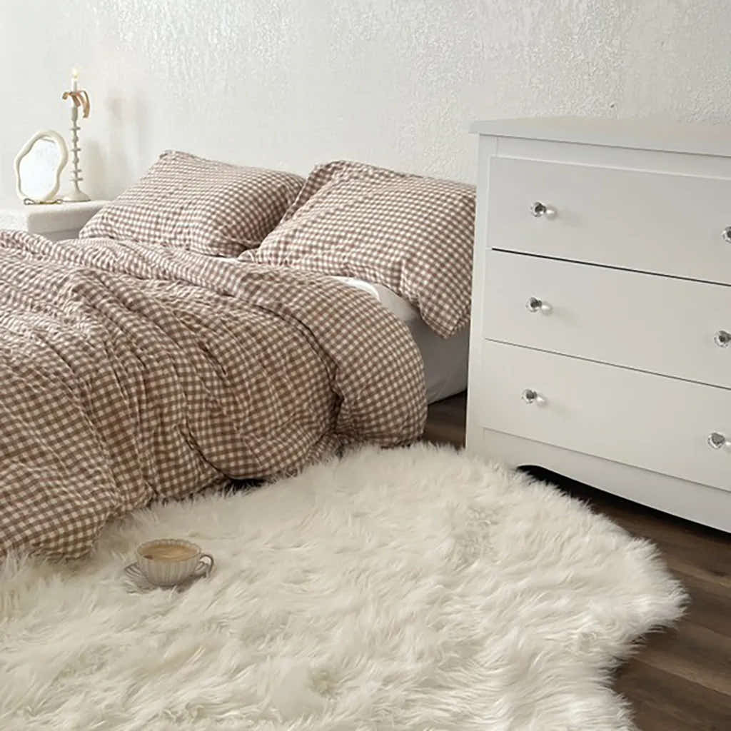 Cotton Small Gingham Duvet Cover - Blue