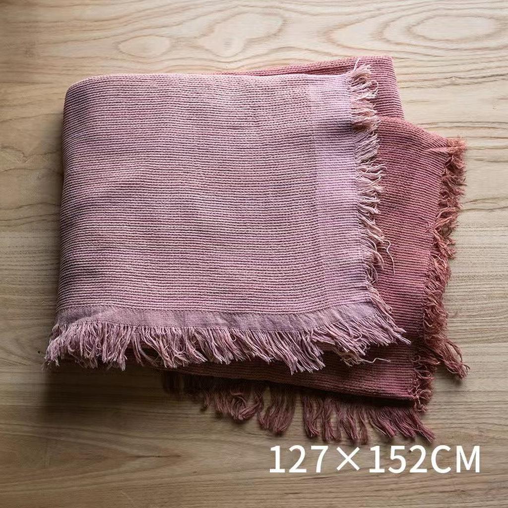 Bohemian Solid Color Cotton Tassel Knit Blanket