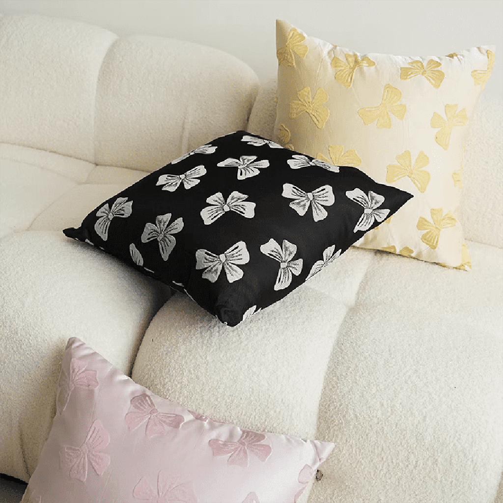 Bow Jacquard Throw Pillow