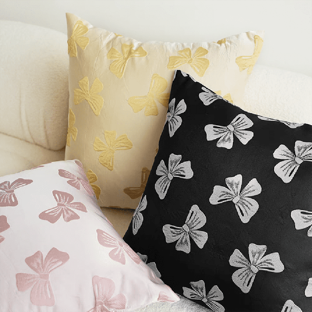 Bow Jacquard Throw Pillow