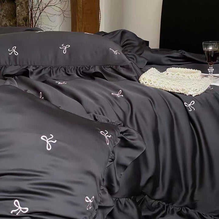 Chic Bow Embroidery Duvet Cover