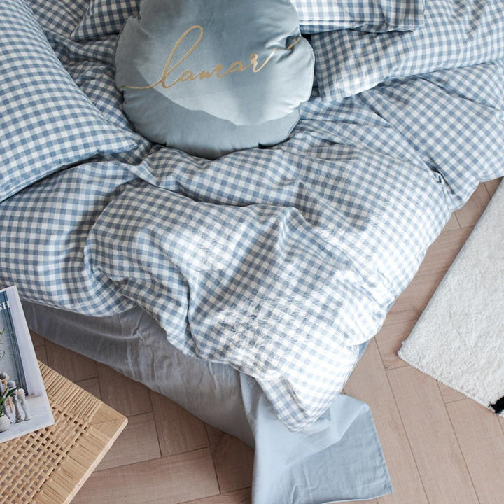 Cotton Small Gingham Duvet Cover - Green