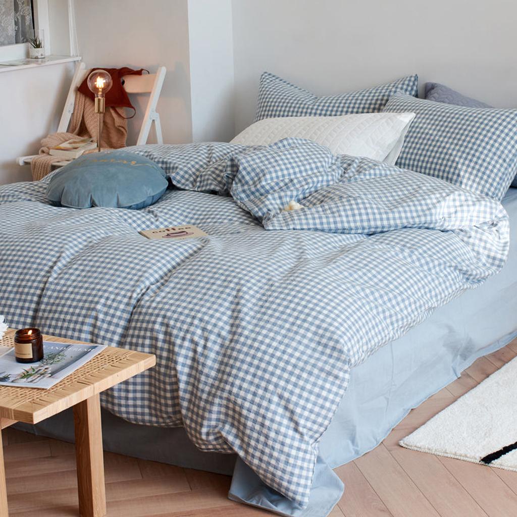 Cotton Small Gingham Duvet Cover - Green