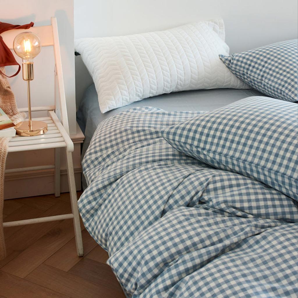 Cotton Small Gingham Duvet Cover - Green