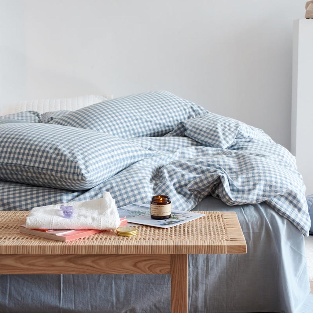 Cotton Small Gingham Duvet Cover - Green