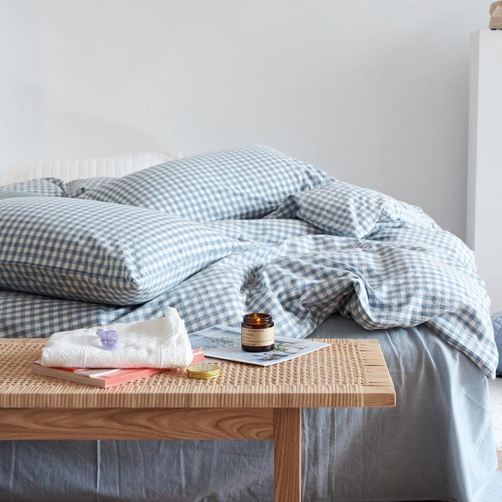 Cotton Small Gingham Duvet Cover - Green