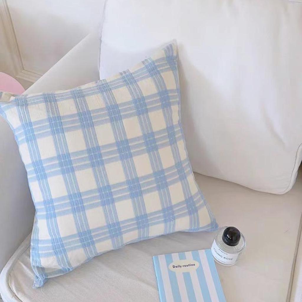 Cream Plaid Throw Pillow