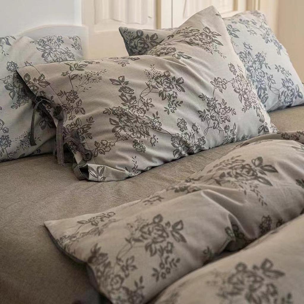 Floral Jacquard Bedding Set with Bow Tie - Khaki