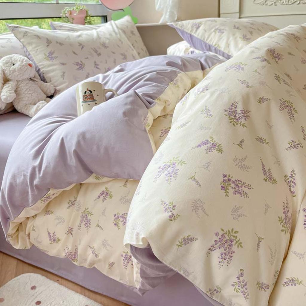 Floral Printing Cotton Twill Bedding Set - Wisteria
