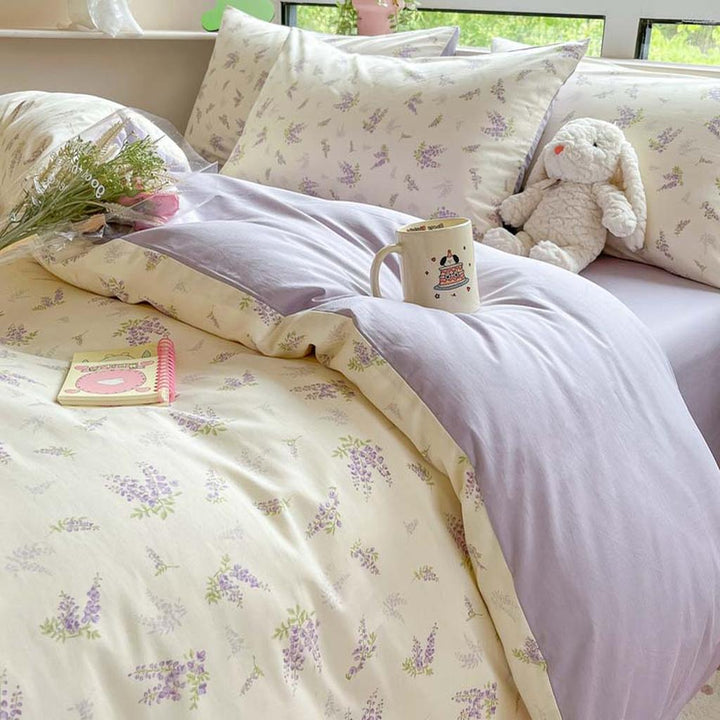 Floral Printing Cotton Twill Bedding Set - Wisteria