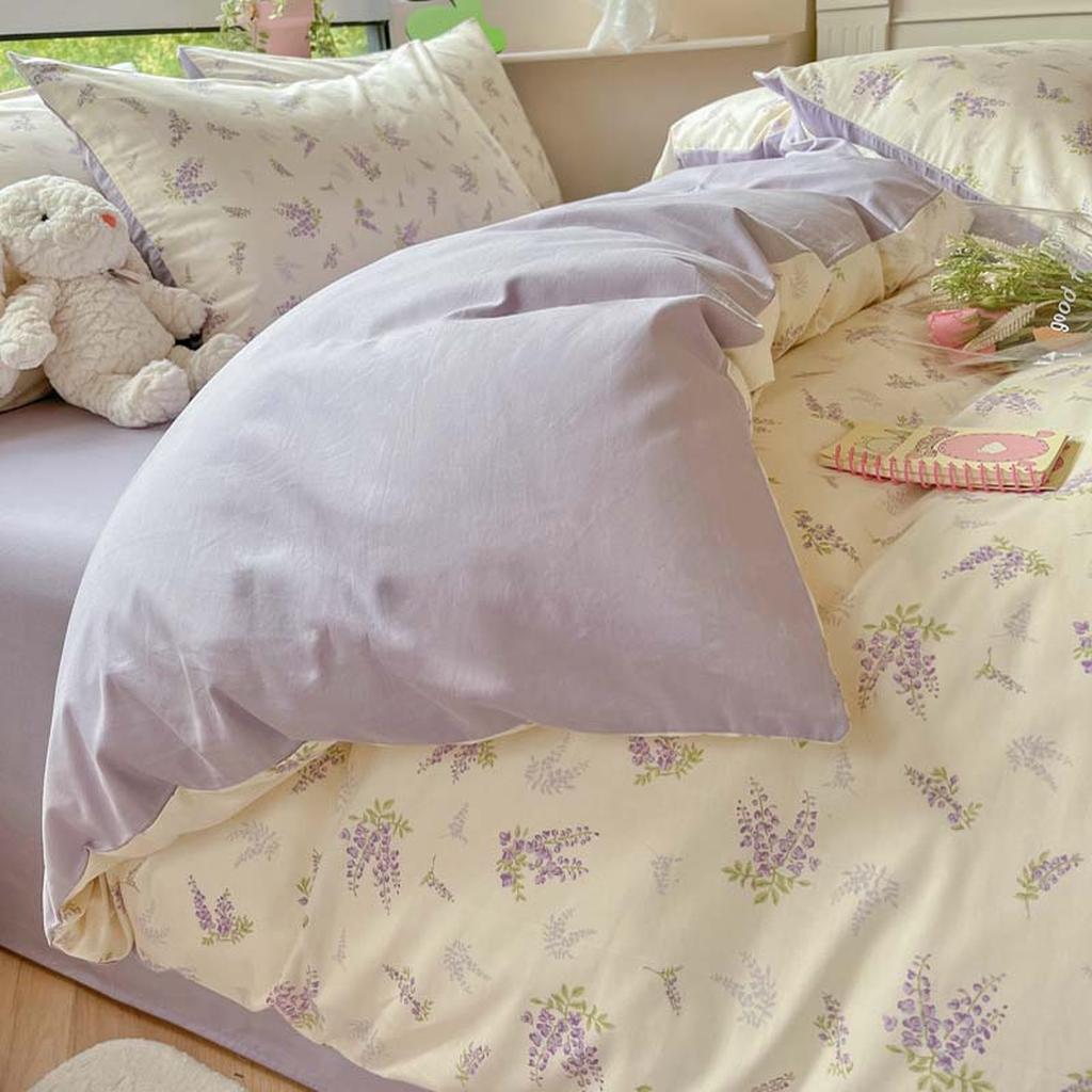 Floral Printing Cotton Twill Bedding Set - Wisteria