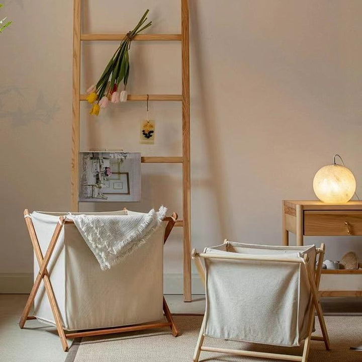 Foldable Cotton Canvas Household Laundry Hamper