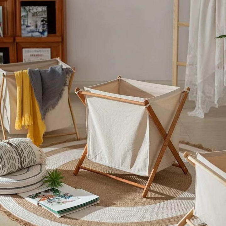 Foldable Cotton Canvas Household Laundry Hamper