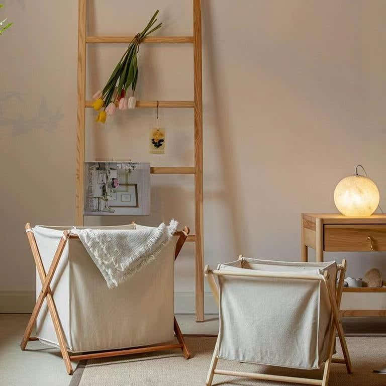 Foldable Cotton Canvas Household Laundry Hamper