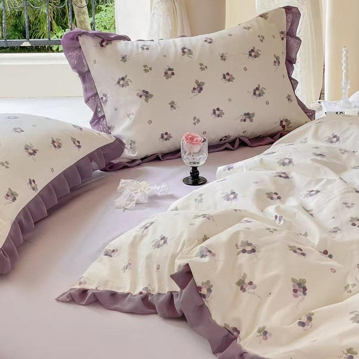 Fruit Ruched Bedding Set - Grape