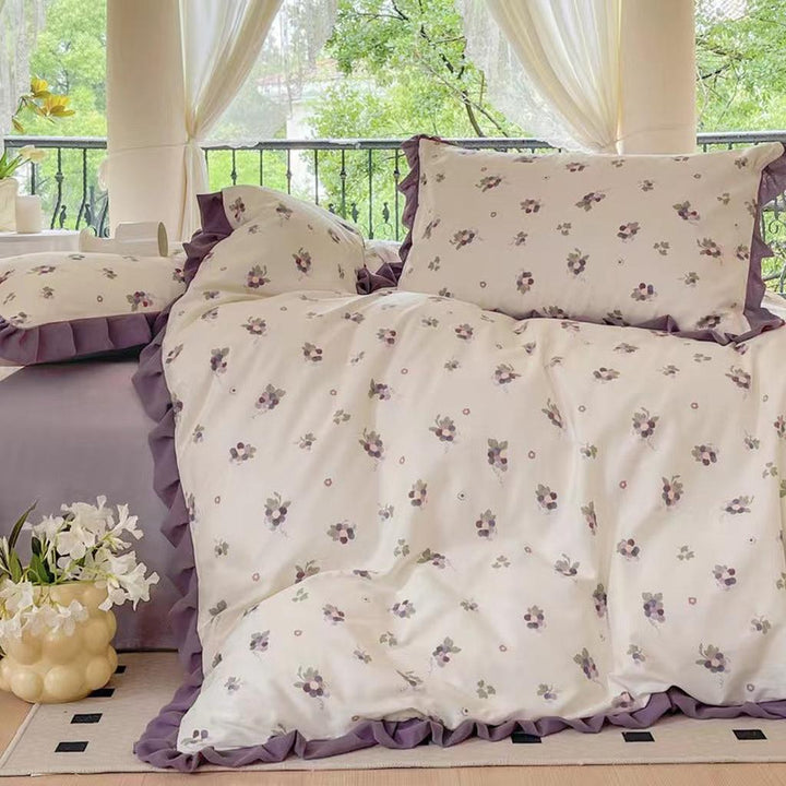 Fruit Ruched Bedding Set - Grape